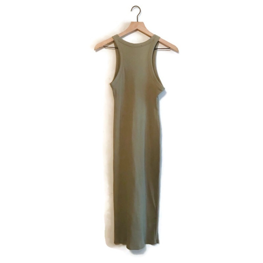 NWT Fashion Nova Olive Green Mila Sleeveless Ribbed MIDI Dress Women’s Large - Picture 6 of 10